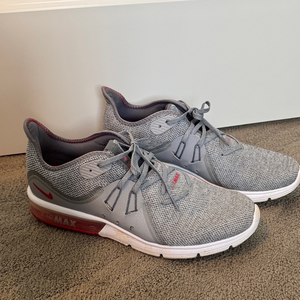 Nike Air Max Gray and Red Men's Athletic Shoes